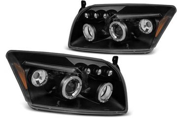 Передние фары Angel Eyes для Dodge Caliber (06-12) черные
