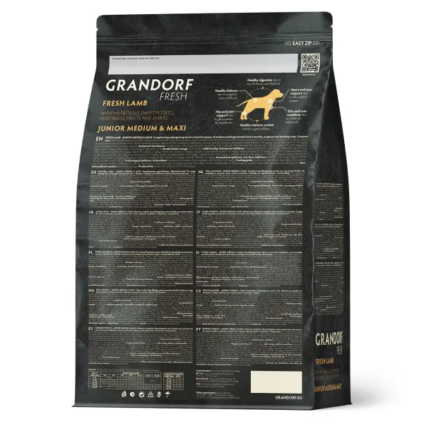 Сухой корм GRANDORF Fresh DOG JUNIOR Lamb&Sweet Potato для юниоров из свежего мяса ягненка с бататом