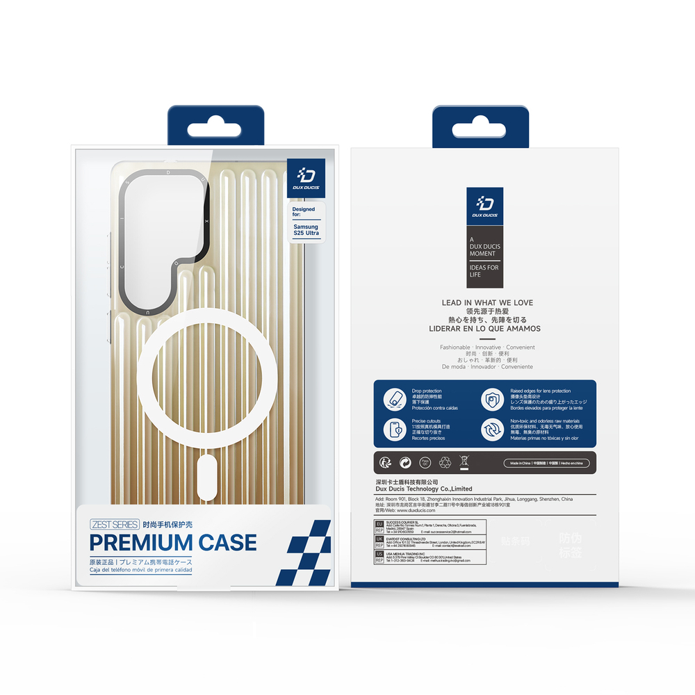 Усиленный прозрачный чехол (Gradient Desert Gold) с поддержкой MagSafe от Dux Ducis для Samsung Galaxy S25 Ultra, серия Zest Series Case