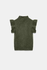 Шерстяной жилет с оборками - ZARA