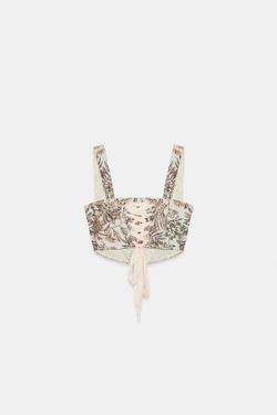 ZARA ЖАККАРДОВЫЙ ТОП-КОРСЕТ, РАЗНОЦВЕТНЫЙ