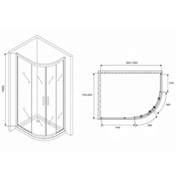 Душевой уголок Abber Schwarzer Diamant 100x80 AG01180B профиль Черный стекло прозрачное