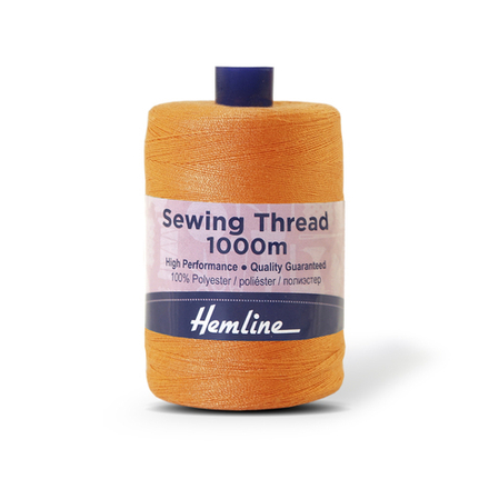 Нить универсальная Hemline для шитья, 100% полиэстер, цвет оранжевый, 1000 м