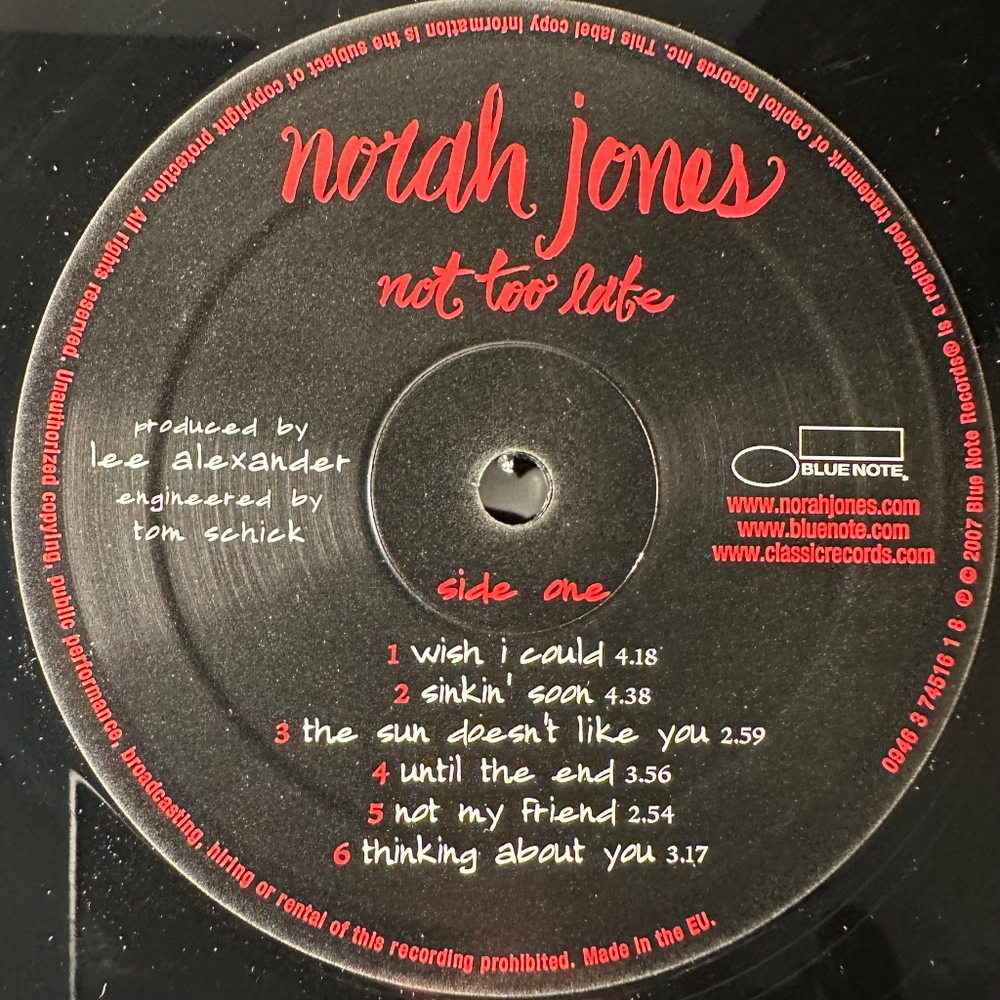 Norah Jones ‎– Not Too Late (Европа 2007г.)