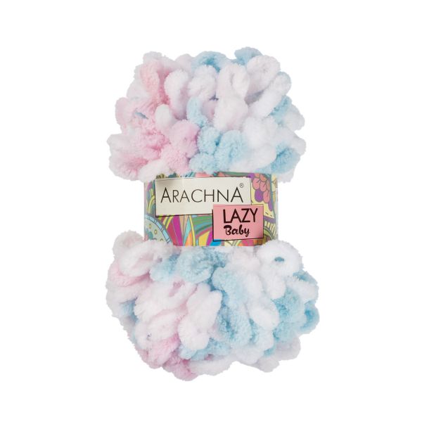 Пряжа Arachna Baby Lazy / уп.5 мот. по 100г, 8.5м, 03 белый-голубой-св.розовый-розовый