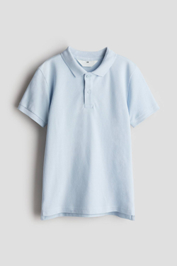 H&M Поло из хлопкового пике, светло-голубой