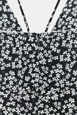 ZARA КОМБИНЕЗОН НА БРЕТЕЛЯХ С ЦВЕТОЧНЫМ ПРИНТОМ, ЧЕРНЫЙ/БЕЛЫЙ