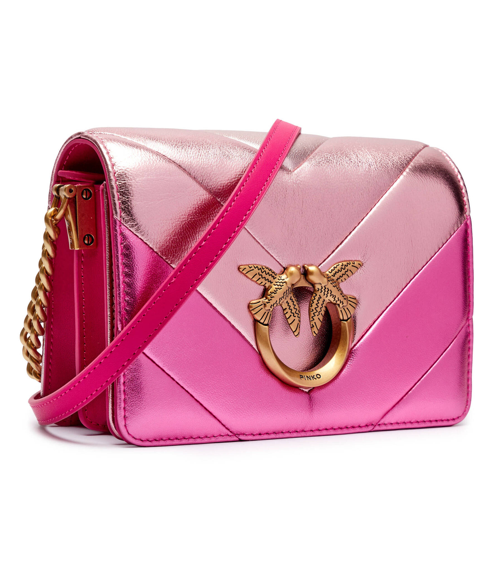 Кожаная сумка через плечо LOVE CLICK MINI BIG CHEVRON Pinko - розовый(100067 A1YA)
