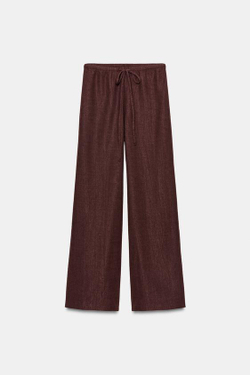 ZARA БРЮКИ ПРЯМОГО КРОЯ В СТИЛЕ РУСТИК, БУРГУНДИ