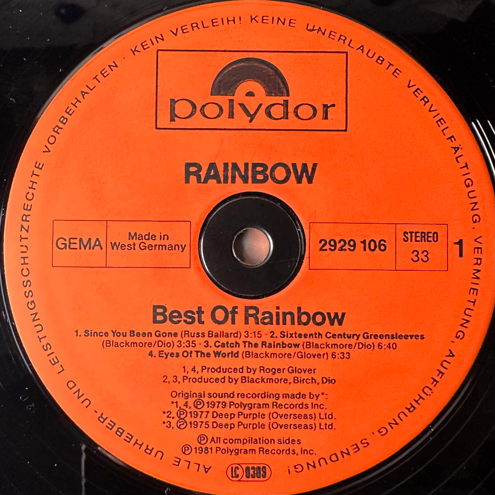 Rainbow ‎– The Best Of Rainbow 2LP (Германия 1981г.)
