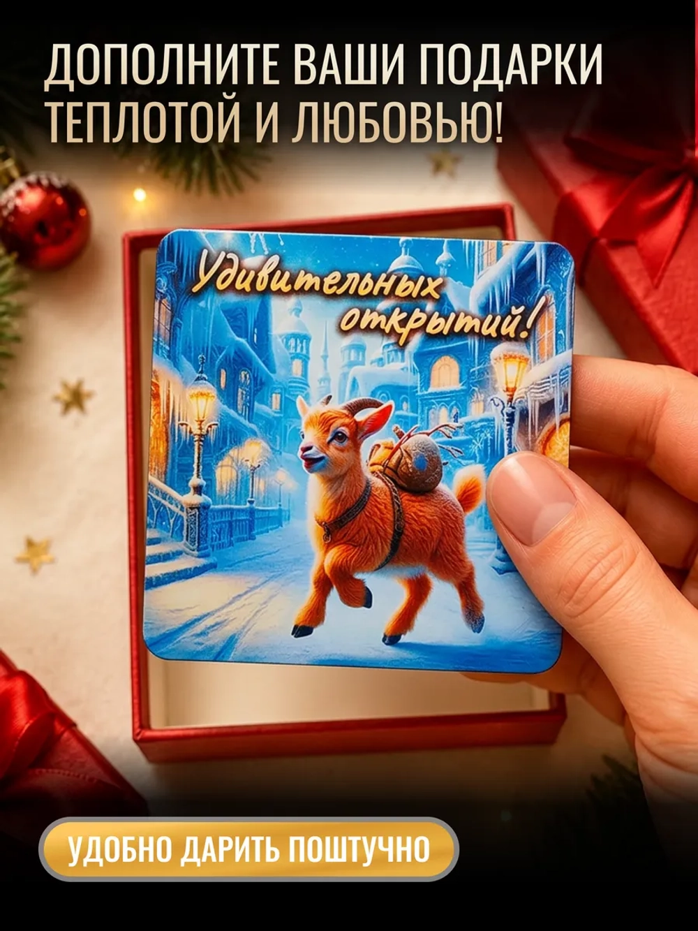 Новогодние магниты на холодильник символ года Козы 2027