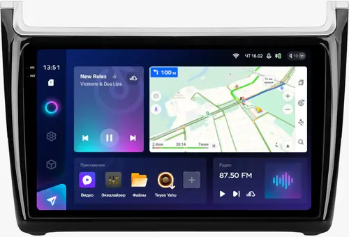 Магнитола для Volkswagen Polo 5 2009-2020 (рамка черная глянцевая) - Teyes CC3-2K QLed Android 10, Быстрая, SIM-слот, CarPlay