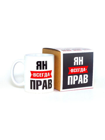 Кружка именная сувенир подарок с приколом Ян всегда прав, другу, брату, парню, коллеге, мужу