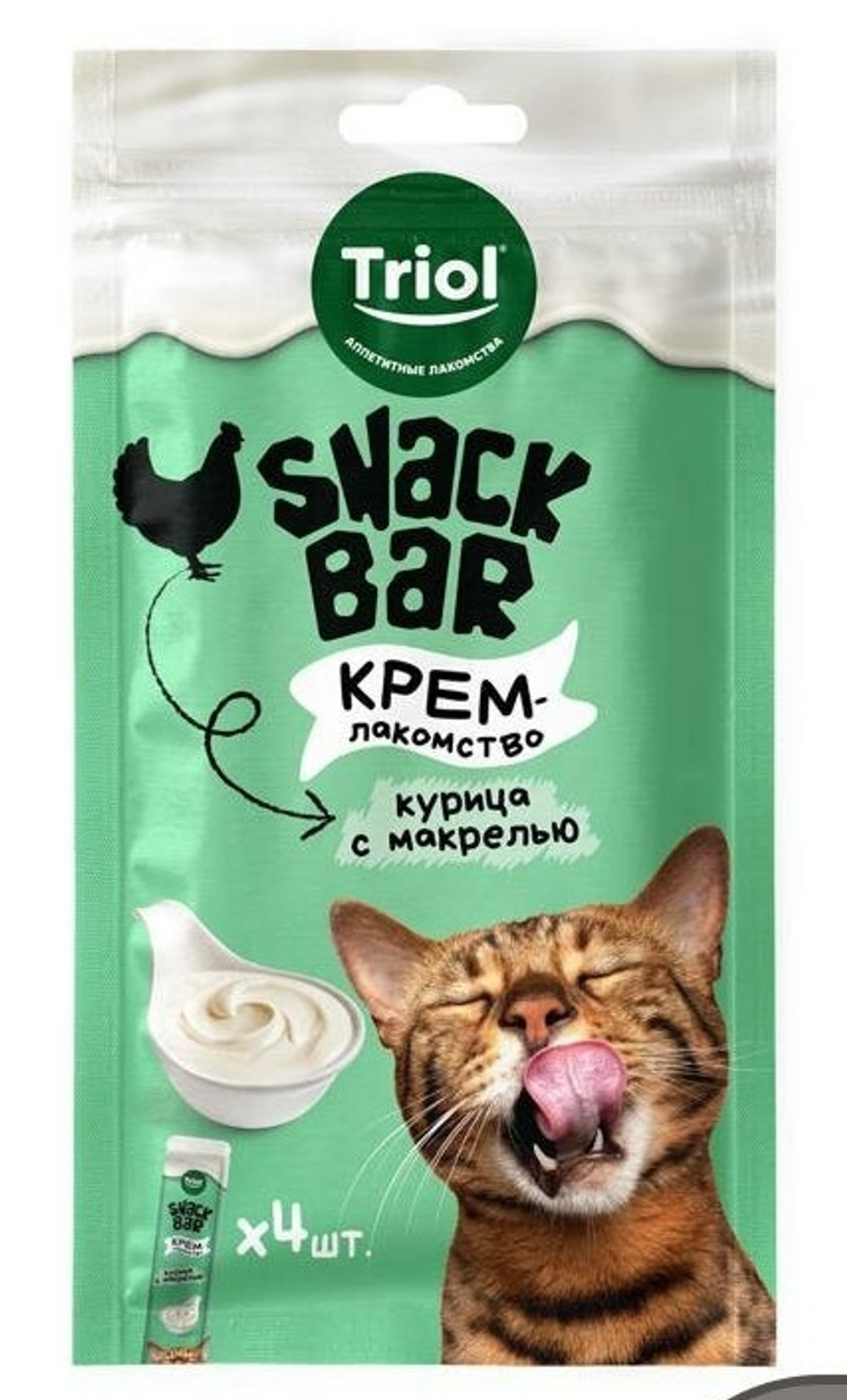 Triol, Лакомства для кошек, Крем из курицы с макрелью, 40 гр.