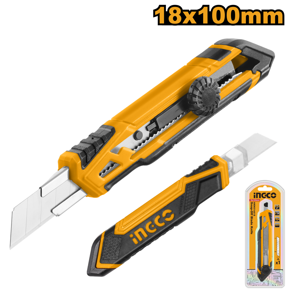 Нож канцелярский INGCO HKNS16618 18*100 мм Нож канцелярский INGCO HKNS16618 18*100 мм