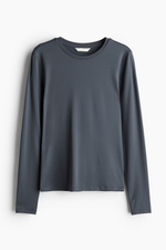 Облегающий топ из микрофибры с длинными рукавами - H&M