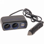 Переходник автомобильный в прикуриватель на 2 гнезда + 2 USB Carsun C1738