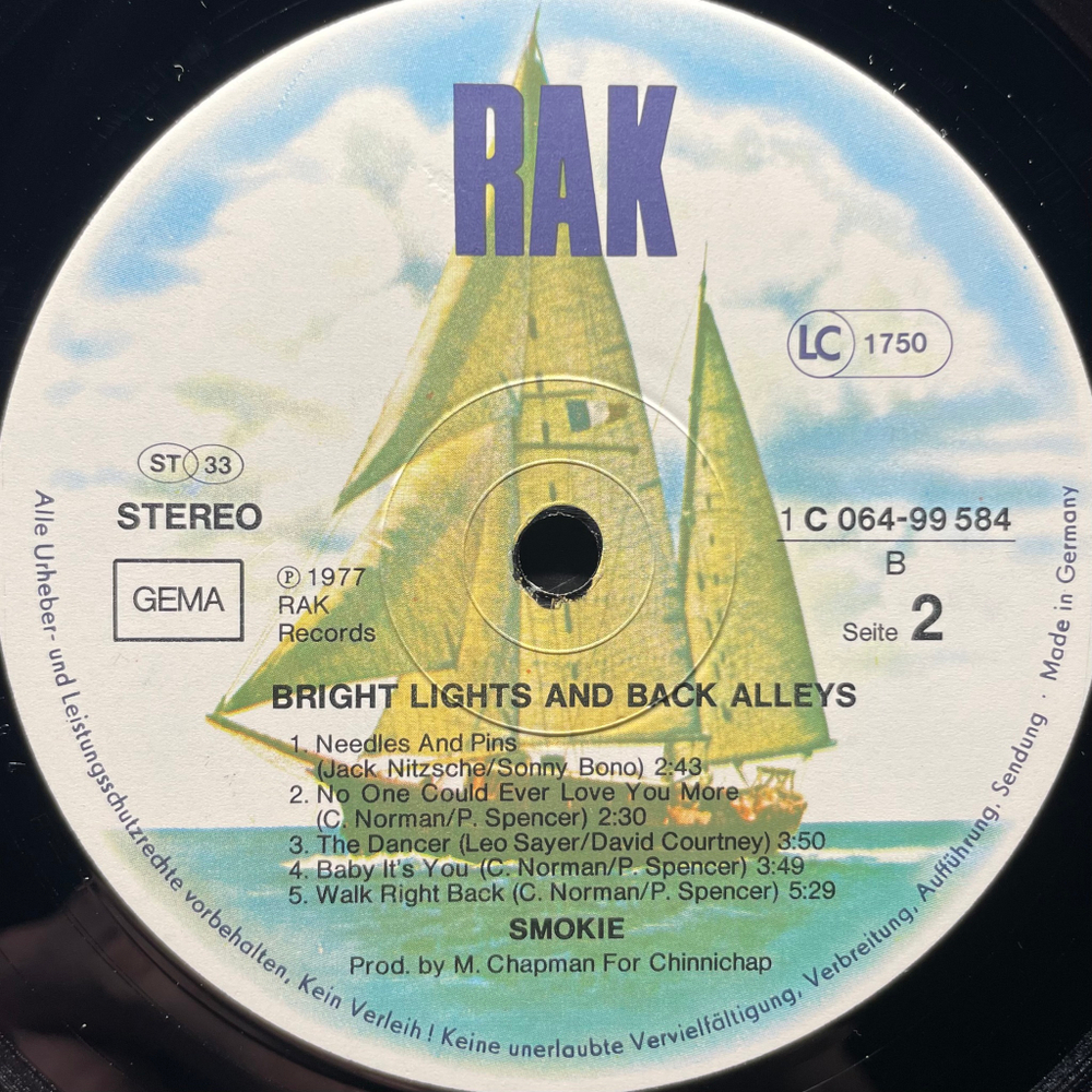 Smokie - Bright Lights & Back Alleys (Германия 1977г.)