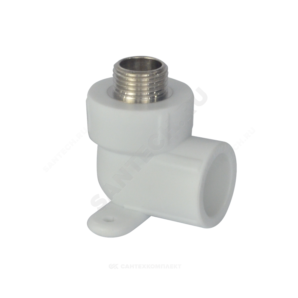 Угольник PP-R комбинированный белый Дн 25х3/4" НР с креплением PRO VALFEX 10121125-PRO