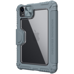 Чехол книжка серого цвета от Nillkin для iPad Mini 6 с 2021 года и iPad Mini 7 с 2024 года, серия Bumper Pro, с защитной шторкой для камеры