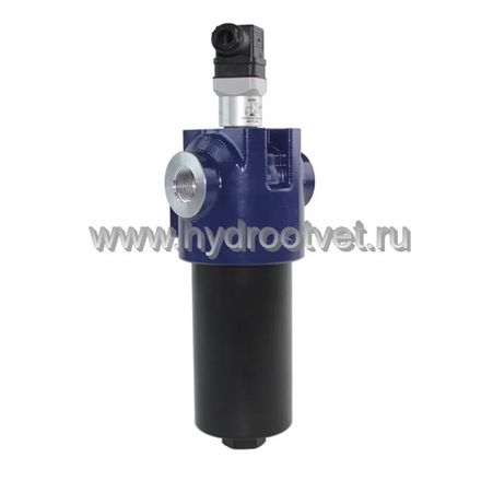 LFBN/HC110IC10D1.1/-L24 - Линейный фильтр гидравлический одинарный модели LF тонкость фильтрации 10 мкм, типоразмер 110, вид присоединения: резьба G3/4, материал корпуса - алюминий, рабочее давление до 100 бар, визуально-электрический (лампа с напряжением 24В) индикатор загрязнения