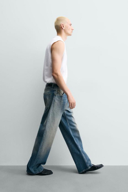 ZARA ДЖИНСЫ LOOSE FIT, ЗЕЛЕНОВАТО-СИНИЙ