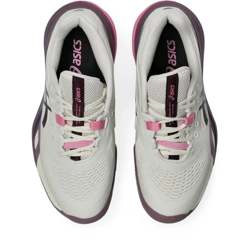 Женские теннисные кроссовки Asics Gel-Resolution X Clay - soft oat/dark aubergine