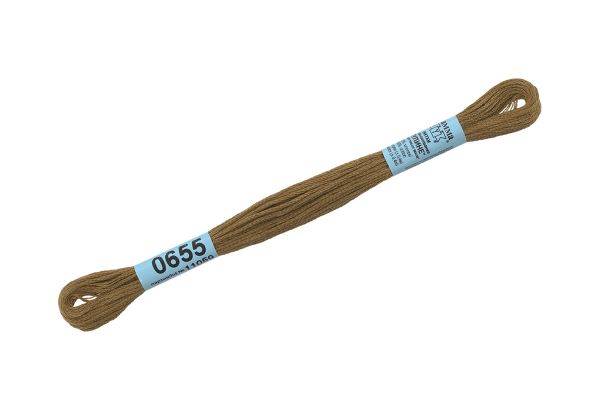Мулине Gamma 100% хлопок, цв.0655 т.горчичный, 24 мотка по 8 метров