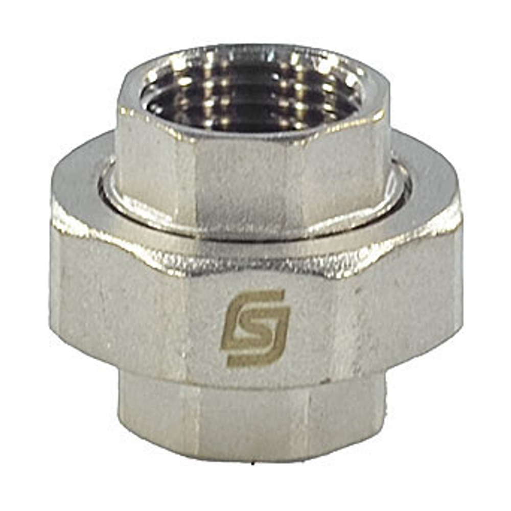 Соединитель латунь никель американка Ду 15 (1/2") прямой ВР/ВР SantechSystems