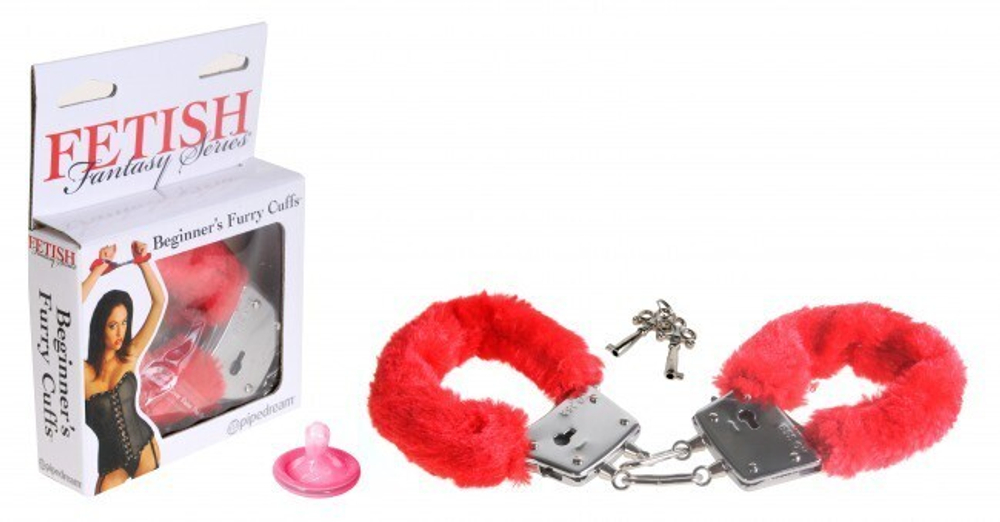 Наручники красные Beginner's Furry Cuffs (Цвет: красный)