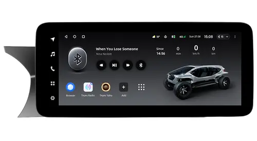 Магнитола для Mercedes-Benz C W204 2011-2014 NTG 4.5 (рамка 9) - Teyes LUX ONE ROUND монитор 12.3" 2K QLED на Android 10, Быстрая, CarPlay, 4G SIM-слот