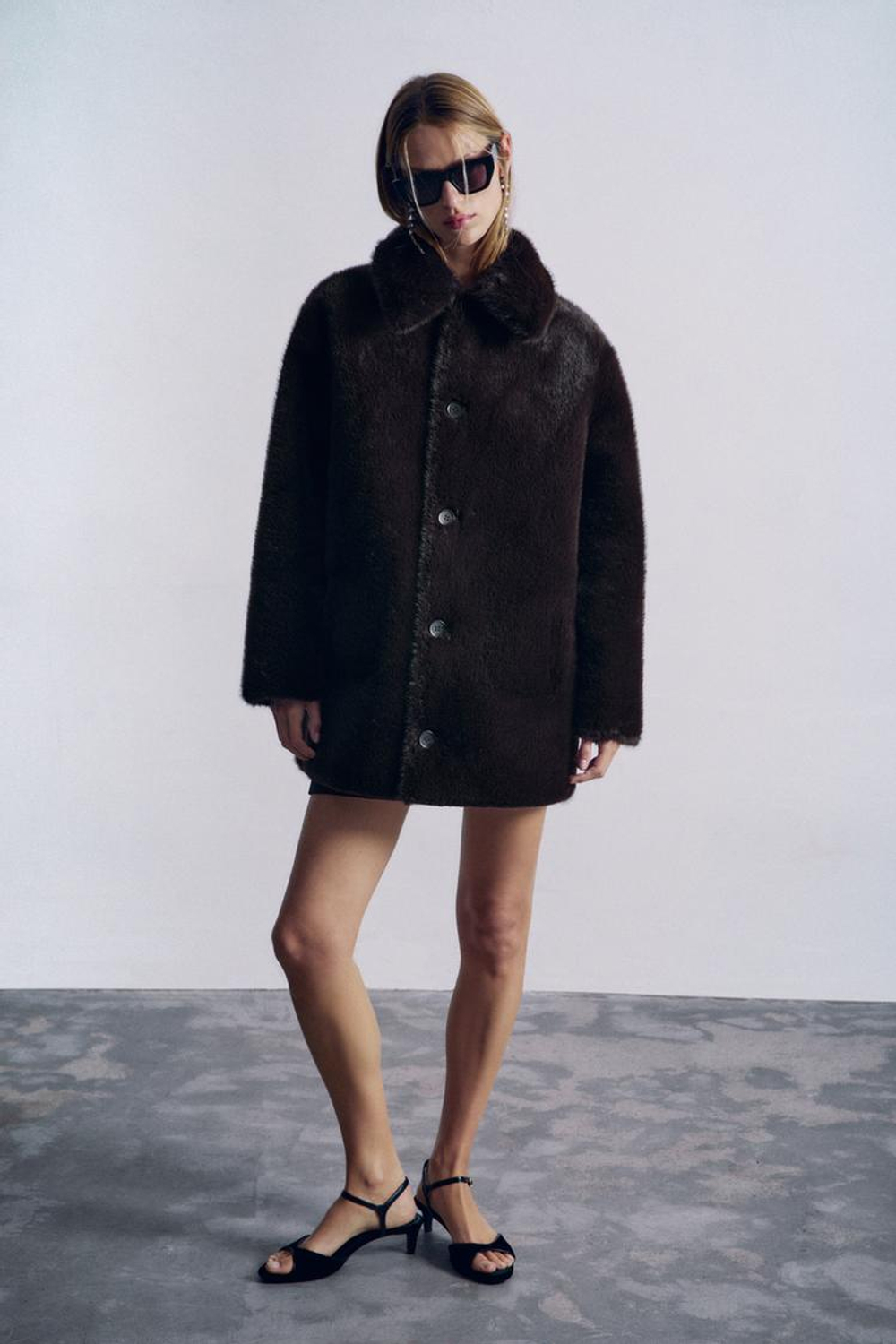 ZARA ДВУСТОРОННЕЕ ПАЛЬТО, КОРИЧНЕВЫЙ