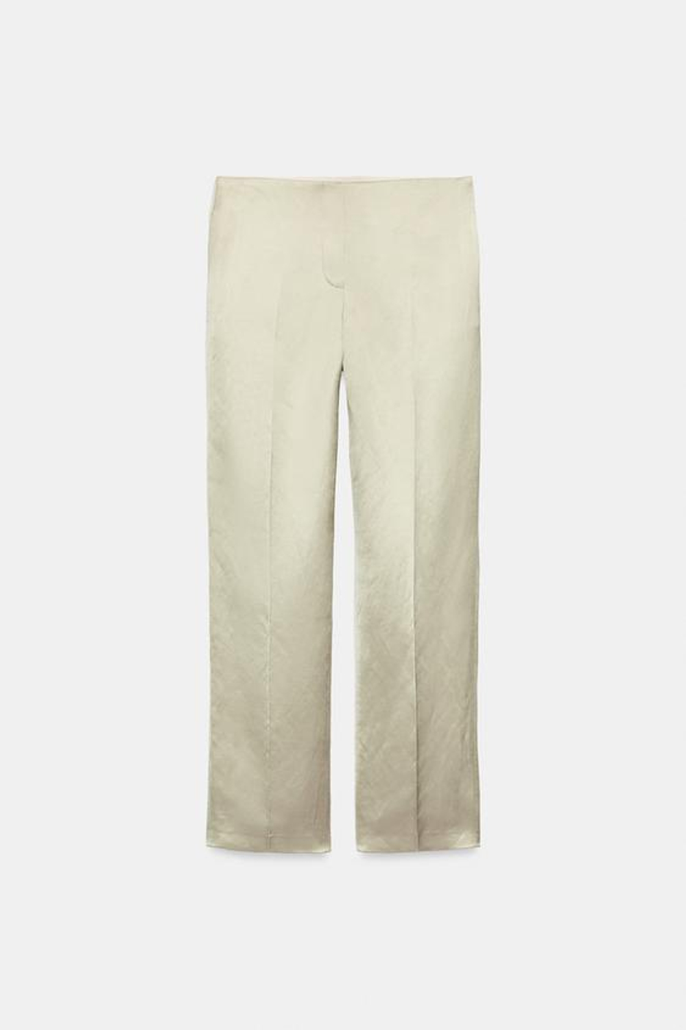 ZARA БРЮКИ ПРЯМОГО КРОЯ ИЗ СМЕСОВОГО ЛЬНА — ZW COLLECTION, КАМЕННО-СЕРЫЙ