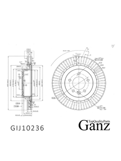 Диск тормозной передний с покрытием для LAND ROVER DISCOVERY III/RR III (05-)/D=337MM GANZ GIJ10236