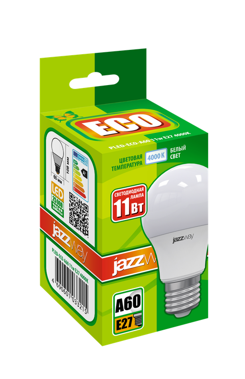 Светодиодная лампа Jazzway PLED-ECO-A60 11Вт 5000K E27 880Lm 220V/50Hz