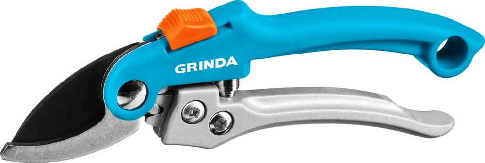 GRINDA P-51, 200 мм, закаленная сталь, шестерённая передача, двухкомпонентные рукоятки, покрытие ПВХ, плоскостной секатор, PROLine (423451)