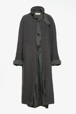 ZARA X JOHN GALLIANO ПАЛЬТО В ЕЛОЧКУ ИЗ 100% ШЕРСТИ LIMITED EDITION, СЕРО-ЗЕЛЕНЫЙ
