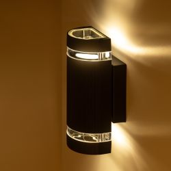 Светильник уличный настенный ЭРА «Адрия» GBW-102-BL-0230 230В 2хGU10 IP54 вверх/вниз черный | Садово-парковые светильники
