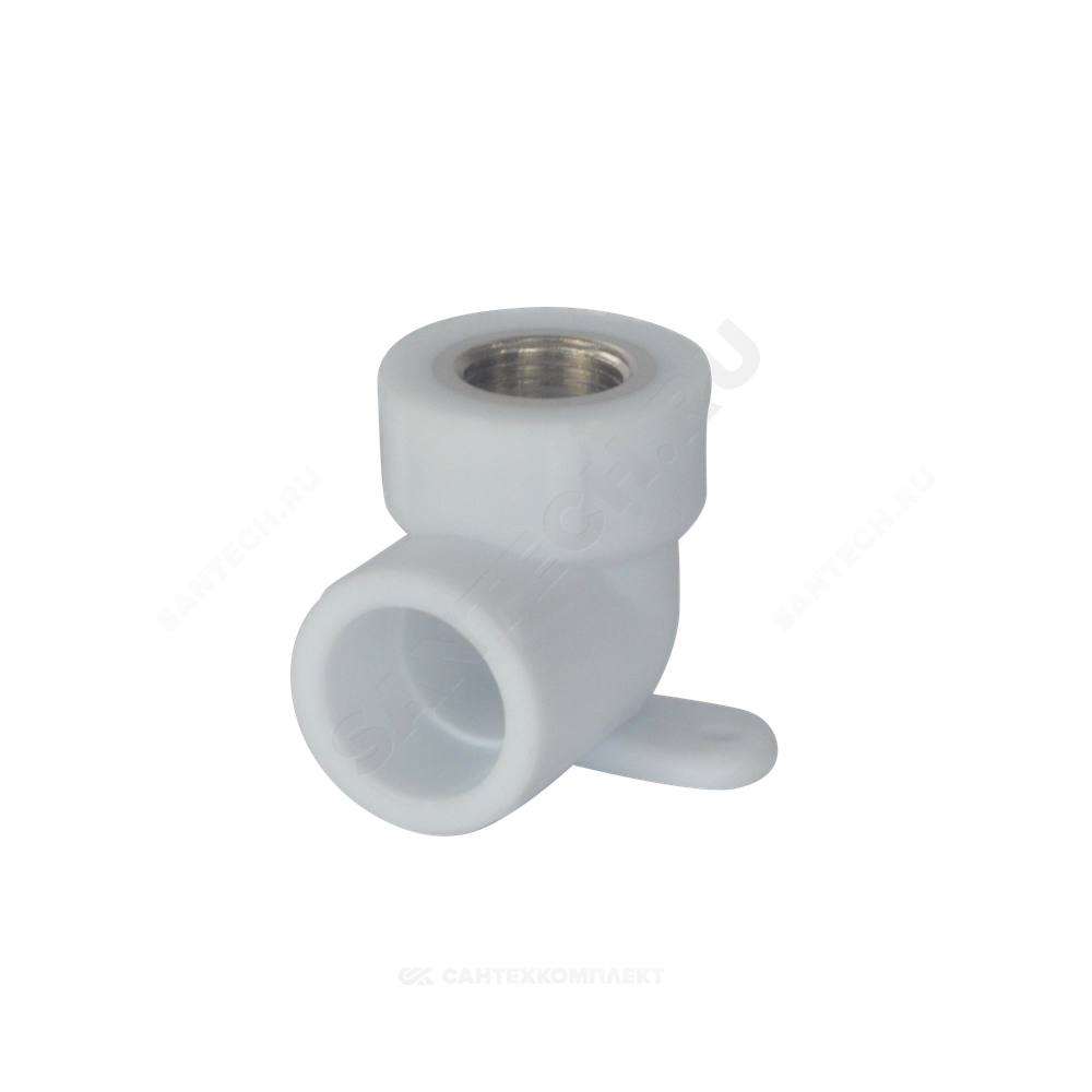 Угольник PP-R комбинированный белый Дн 20х1/2" ВР с креплением PRO VALFEX 10120020-PRO