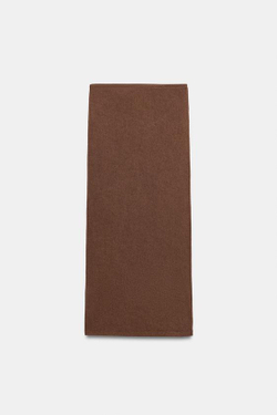 ZARA ДЛИННАЯ ЮБКА ПРЯМОГО КРОЯ, КОРИЧНЕВЫЙ