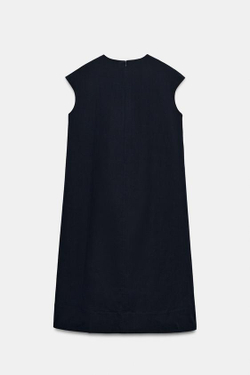 ZARA ПЛАТЬЕ МИДИ ИЗ ПОПЛИНА — ZW COLLECTION, МОРСКОЙ СИНИЙ