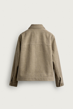 ZARA КУРТКА КЛАССИЧЕСКОГО КРОЯ ИЗ ШЕРСТЯНОЙ ТКАНИ, СВЕТЛО-ЗЕЛЕНЫЙ
