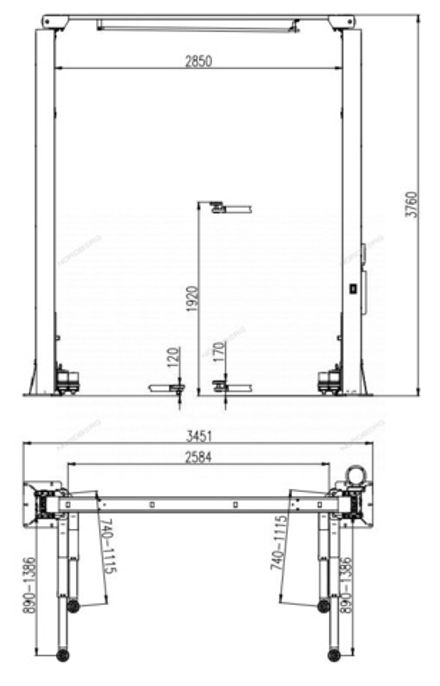 Цена на NORDBERG (N4121H-4T_220) Подъемник 2-стоечный 4 т с верхней синхронизацией, 220 В