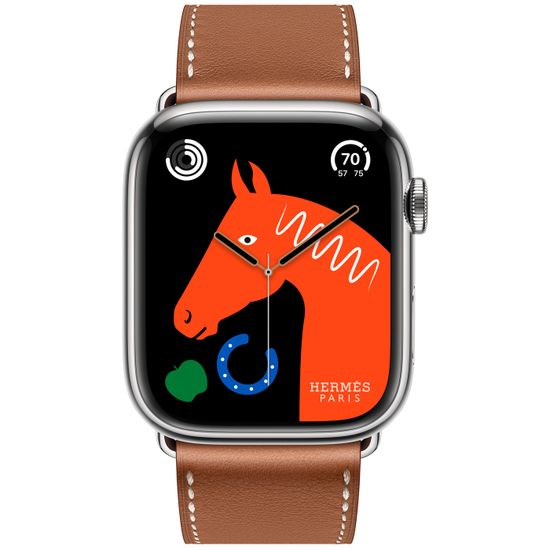 Apple Watch Hermès 45mm Silver Stainless Steel Case with Single Tour Gold