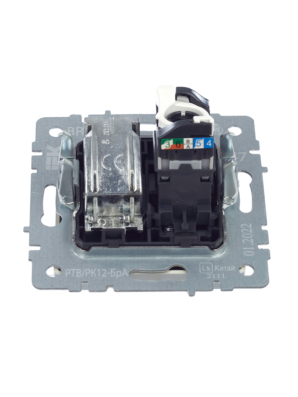BRITE Розетка двойная TV+RJ45 кат.5E РТВ/РК12-БрА алюминий IEK