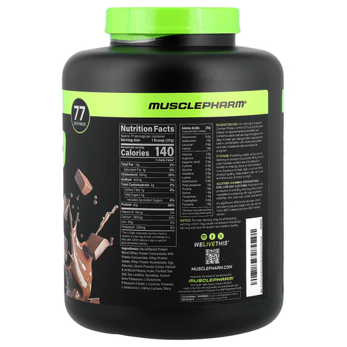 MusclePharm, Combat Protein, протеиновый порошок, со вкусом шоколадного молока, 2831 г (6,2 фунта)