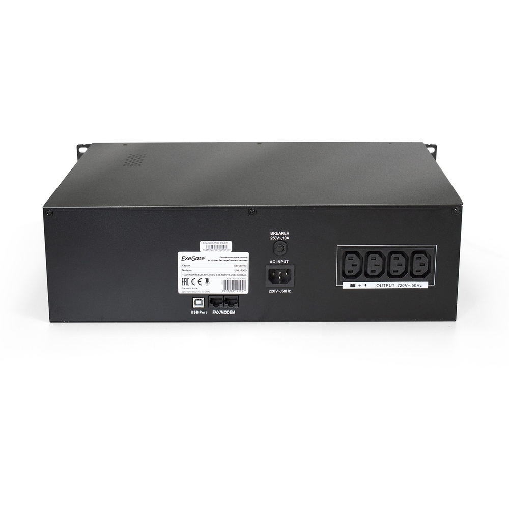 Источник бесперебойного питания Exegate EP285776RUS ИБП ExeGate ServerRM UNL-1500.LCD.AVR.С13.RJ.USB.3U <1500VA / 900W, LCD, AVR, 4*IEC-C13, RJ45 / 11, USB, 3U, Black>