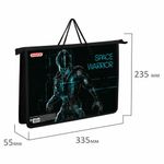 Папка на молнии с ручками ПИФАГОР А4, 1 отделение, пластик, ручки-шнурок, "Space warrior", 270866