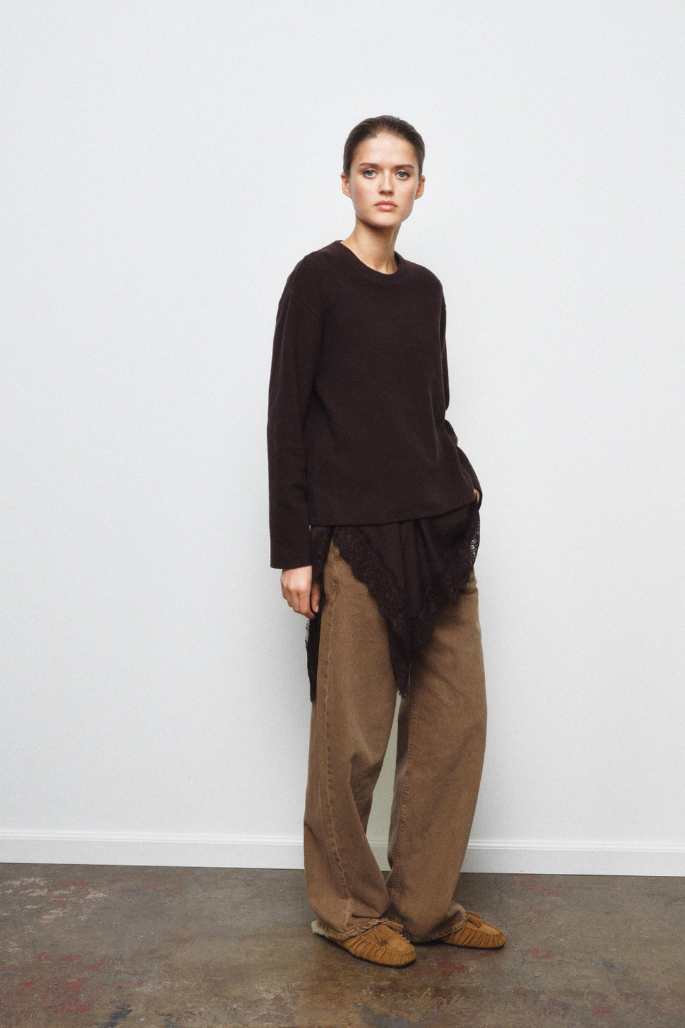 КОМБИНИРОВАННЫЙ ТОП С КРУЖЕВОМ — ZARA