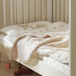 IKEA LEN  (ИКЕА ЛЕН)  -  Одеяльце - белый бежевый/в горошек муслин 80x100 см